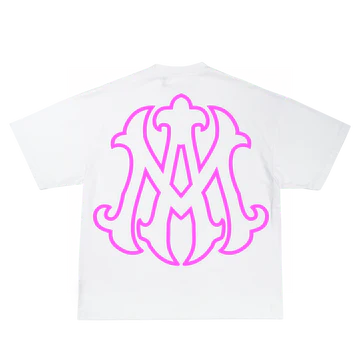 AMIE WHITE/PINK BOX FIT T-SHIRT