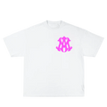 AMIE WHITE/PINK BOX FIT T-SHIRT