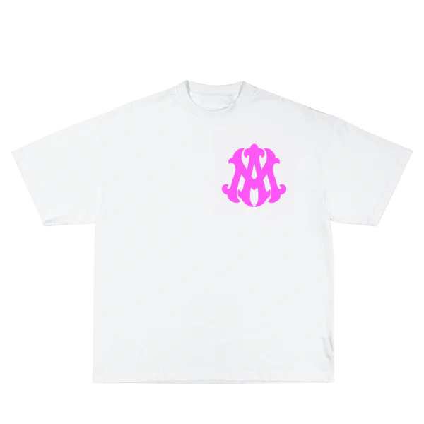 AMIE WHITE/PINK BOX FIT T-SHIRT