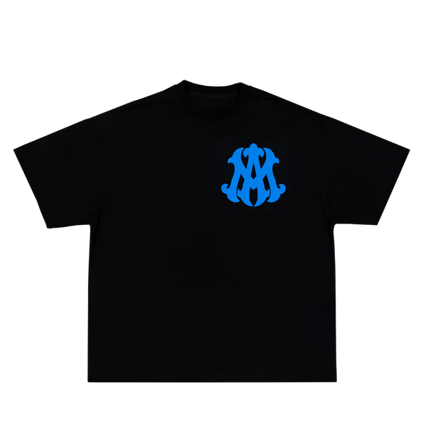 AMIE BLACK/BLUE BOX FIT T-SHIRT
