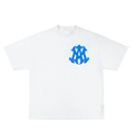 AMIE WHITE/BLUE BOX FIT T-SHIRT