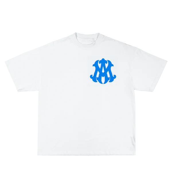 AMIE WHITE/BLUE BOX FIT T-SHIRT